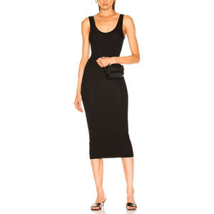 Enza Costa Rib Tank Black Viscose-Blend Dress Size 1 / S